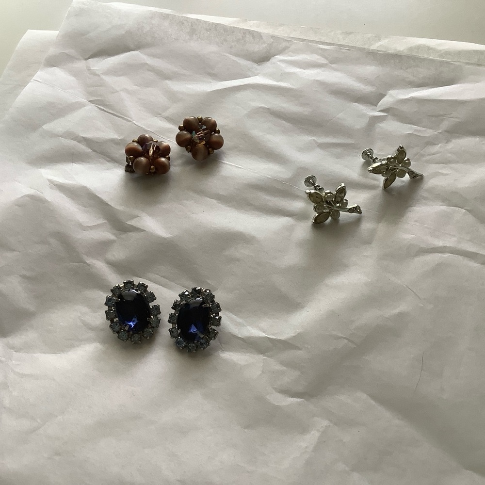 Vintage set of 3 pairs of earrings